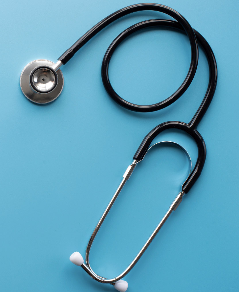 Stethoscope on medical records